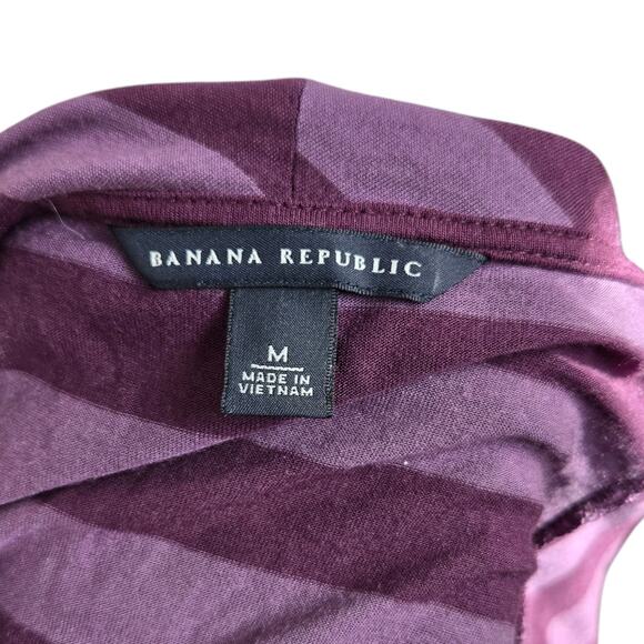 Banana Republic Womens Striped Shirt Size Medium Purple Cowl Neck Short Sleeve - Picture 7 of 7